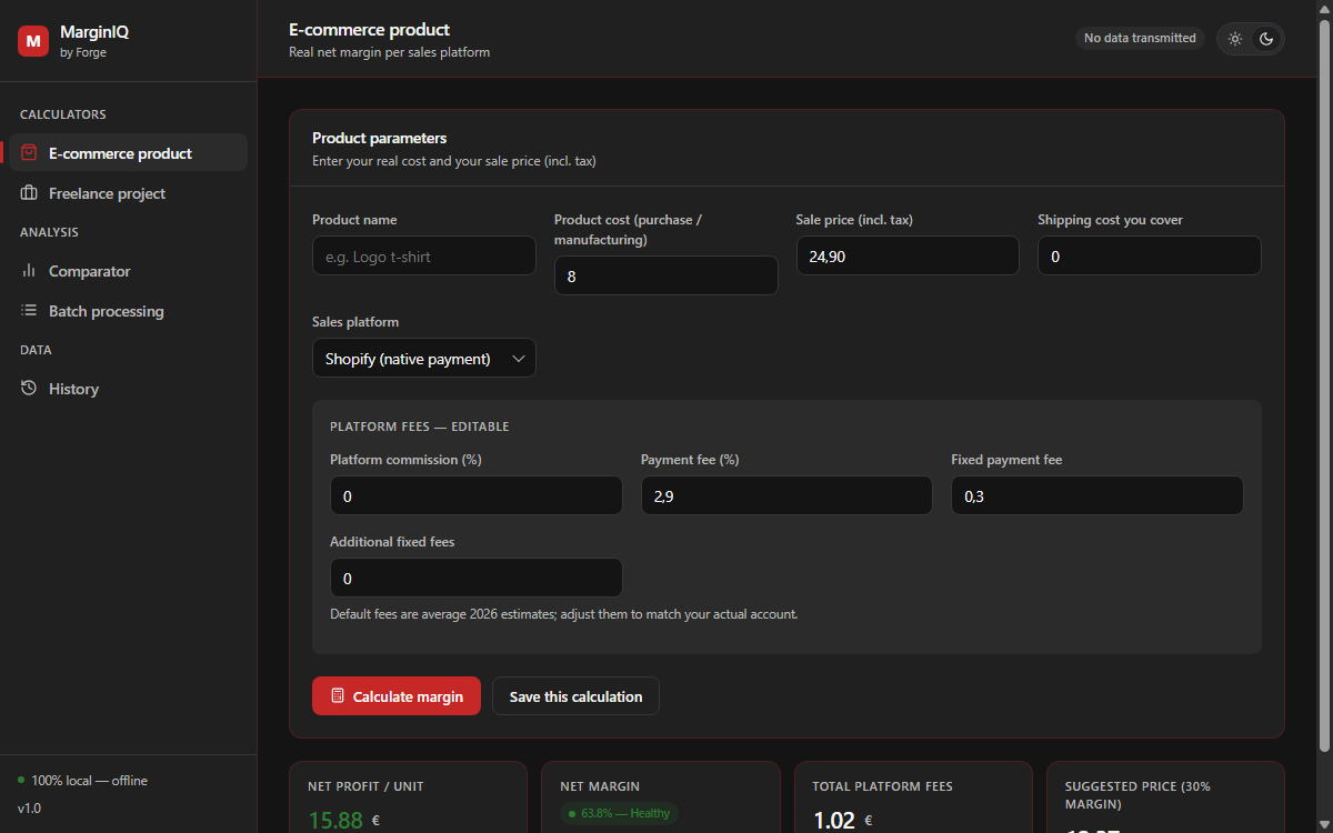 MarginIQ — E-commerce margin calculator